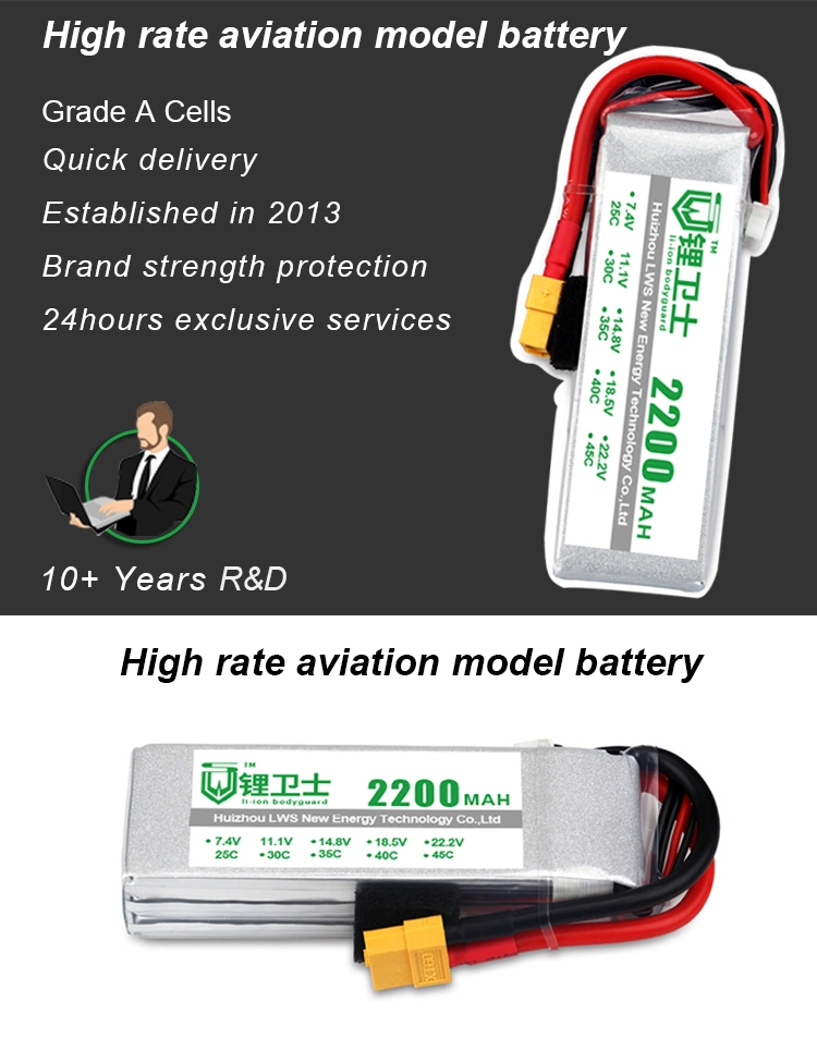Lws Rechargeable Lipo Battery OEM 3.7V Lithium Ion Battery 850mAh 1000mAh 1300mAh 1500mAh 2200mAh 4000mAh 5000mAh 6000mAh 7200mAh for Uav