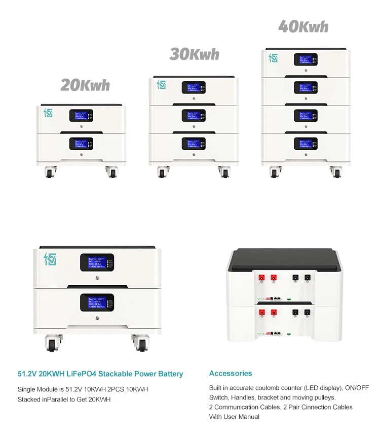 Stackable Modular 48V Lithium Ion Battery LiFePO4 200ah 10kw 20kw 300kw 50kw Battery Pack for Solar Home Power System